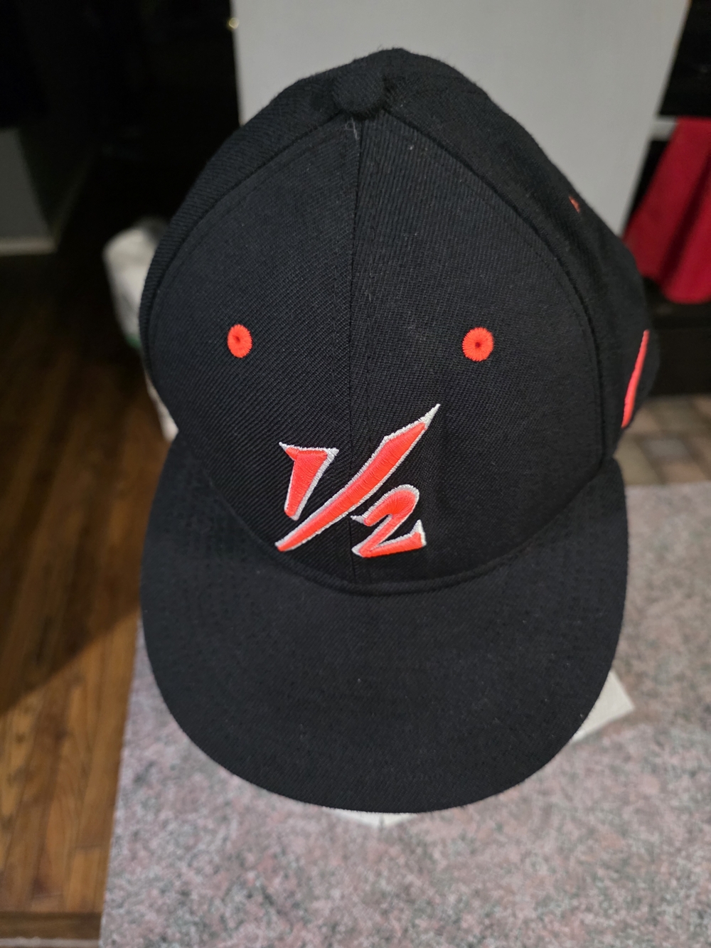 Nike Black Baseball Cap with Red Embroidered Details